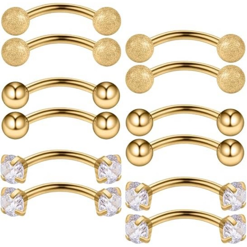 Body Jewelry Surgical Steel - 6 paar 16G piercingsieraden, oorbellen, wenkbrauwringen,