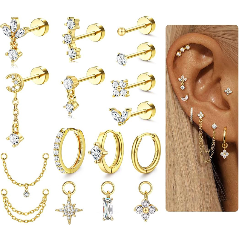 Body Jewelry Surgical Steel - 16 Gauge Kraakbeen Oorbellen voor Vrouwen