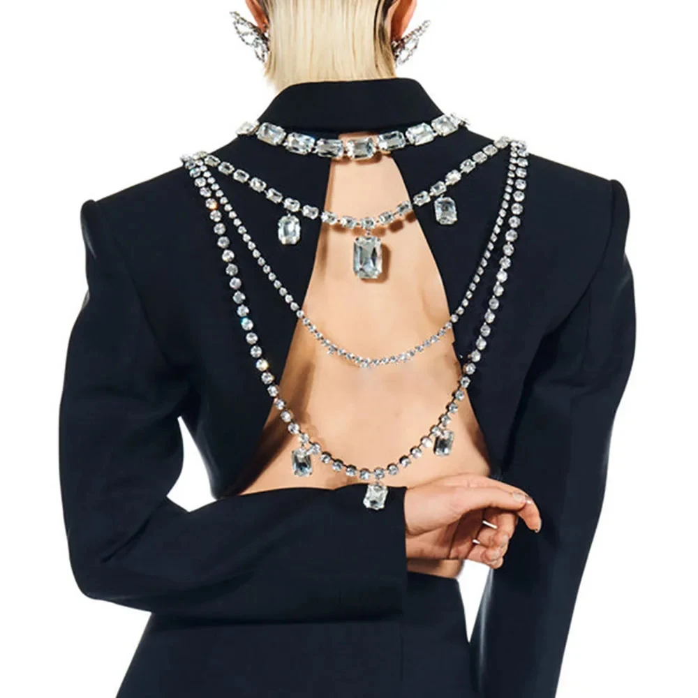Body Jewelry Retainers - Glans Strass Lange Kwastje Rug Body