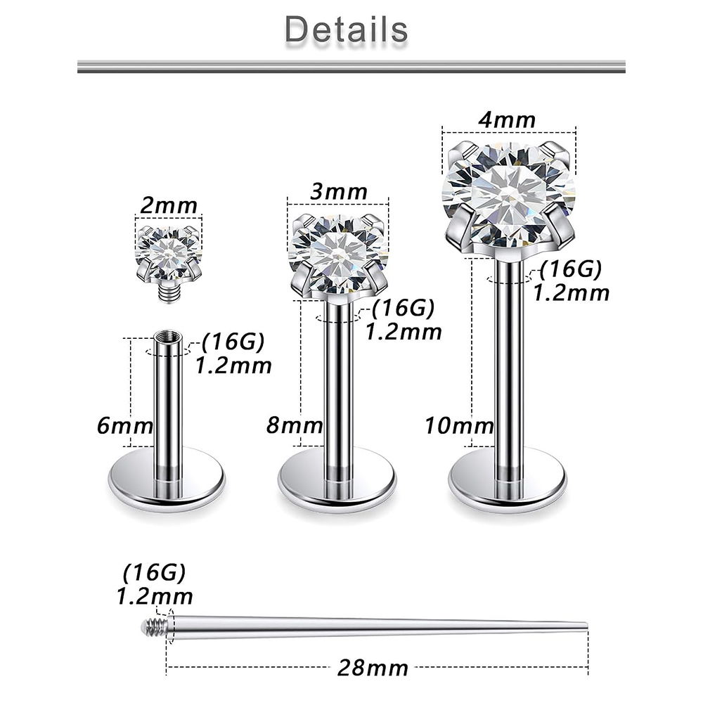 13 STKS Labret Piercing Set Ch - Body Jewelry Surgical Steel recensie en prijs